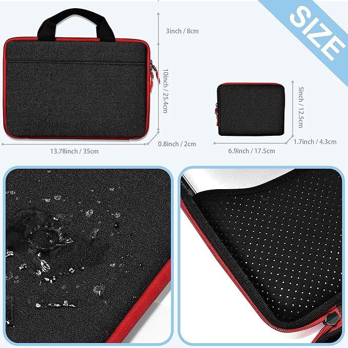 Hseok 13 14 inch Laptop Case Sleeve with Small Case,TSA Computer Handbag Compatible with MacBook Neo/Pro 14 M5/M4/M3/M2/M1,All Models 13.3" MacBook Air/Pro,XPS 13/14,Most 13-14 Notebooks,Black-red