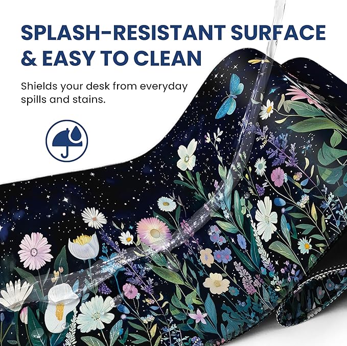 Large Mouse Pad for Desktop, Cute Desk Mat Pad Protector for Work & Gaming, Aesthetic Pretty Anti-Slip Laptop Blotter Cover for Office School Home Supplies, Celestial, 31.5" x 11.8"