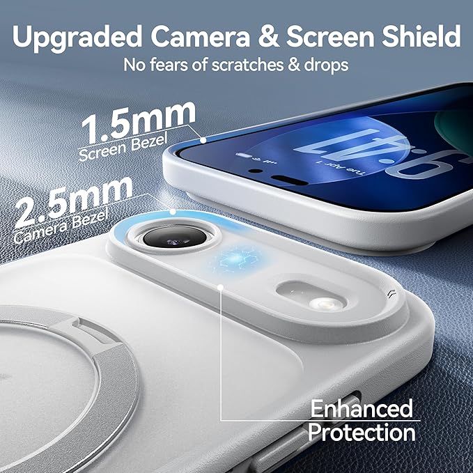 CASEKOO Designed for iPhone Air Case with Magnetic Invisible Stand [Military Drop Protection] [Compatible with MagSafe] Shockproof Translucent Matte Slim for iPhone 17 Air Case Phone Cover 6.5", White