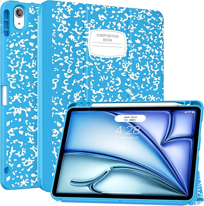 Soke Case for New iPad Air 11 Inch (M4/M3/M2, 2026-2024), iPad Air 5th/4th Generation 10.9 Inch (2020-2022) with Pencil Holder, Soft TPU Back Cover & Auto Sleep/Wake, Book Blue
