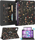 Kidcube for iPad Air 13 Inch Case (M3/M2)/for iPad Pro 12.9 Cases 6th/5th (2022/2021) - Women Girls Cute Rotating Stand Folio Cover with Pencil Holder & Card Slot Design Flowers Floral Unique Cover