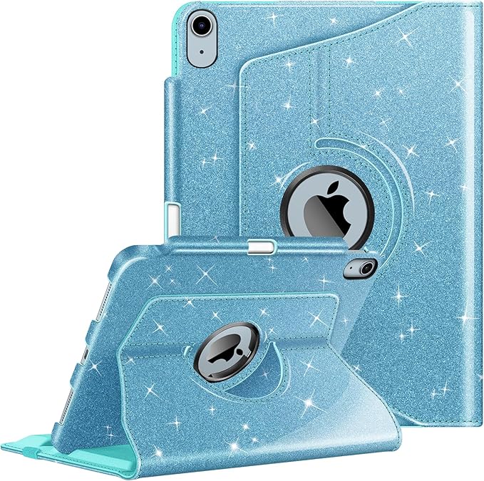 Fintie Rotating Case for iPad Air 11-inch M4/M3/M2 (2026/2025/2024), iPad Air 5th (2022) / 4th Generation 10.9 Inch - 360 Degree Rotating Protective Stand Cover with Pencil Holder, Glittering Blue