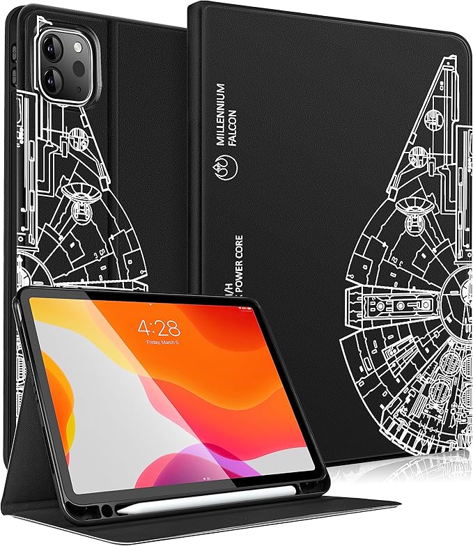 Uppuppy for iPad Air 13 Inch M2/M3, Pro 12.9 Case - Cute Women Girls Boy Men TeensBlack Pencil Holder Folio Cover for Apple Air 13" 2024/2025, Pro 6th/5th/4th/3rd Generation Case