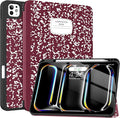 Soke Case for New iPad Pro 11 Inch (M5/M4) 5th Generation 2024-2025 with Pencil Holder - [Shockproof + Apple Pencil Charging + Auto Wake/Sleep], Soft TPU Back Cover for iPad Pro 11", Book Wine