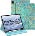 Fintie Folio Case for iPad Pro 12.9" 6th Generation 2022, Multi-Angle Smart Stand Cover w/Pencil Holder & Pocket, Also Fit iPad Pro 12.9 2021 5th & 2020 4th & 2018 3rd Gen, Shades of Blue