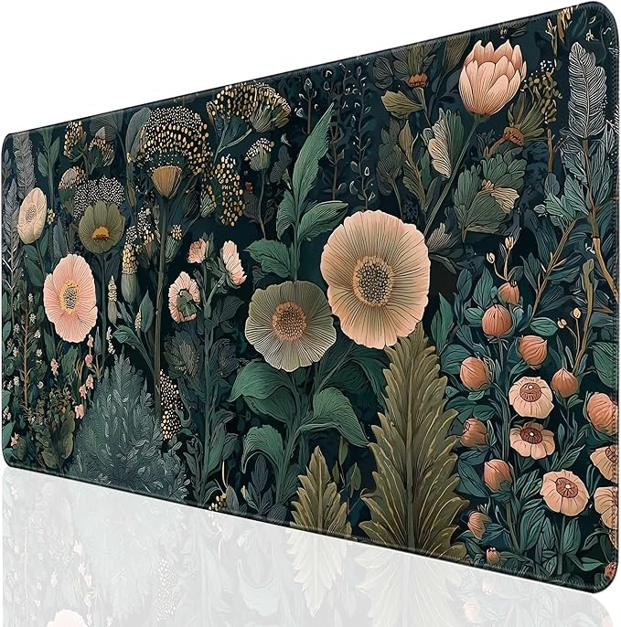 Desk Cover Mat, Cute XXL Large Mouse Pad, Computer Laptop Mat Desk Decor for Office Game Home 31.5 X 15.7 Inch (Black Weeds)