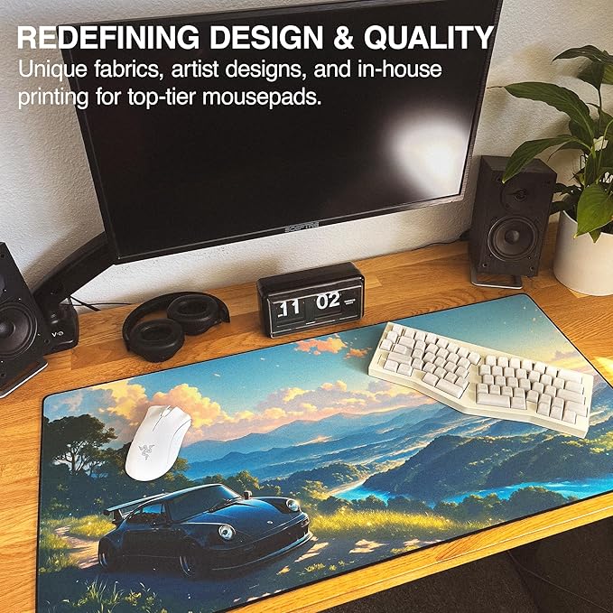 MPCO. Original Large Gaming Desk Mat – 36" x 17" Aeroglyde Manga Motors Porsche-Blue Full Desk Mouse Pad for Smooth Precision – Non-Slip, Washable Extra-Large PC Mouse Pad for Gaming Sessions