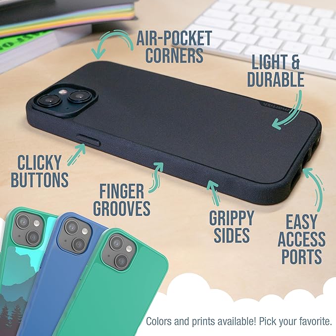 Smartish® iPhone 15 Plus Magnetic Case - Gripmunk Compatible with MagSafe [Lightweight + Protective] Slim/Thin Grip Cover with Microfiber Lining for Apple iPhone 15 Plus - Custom Prints