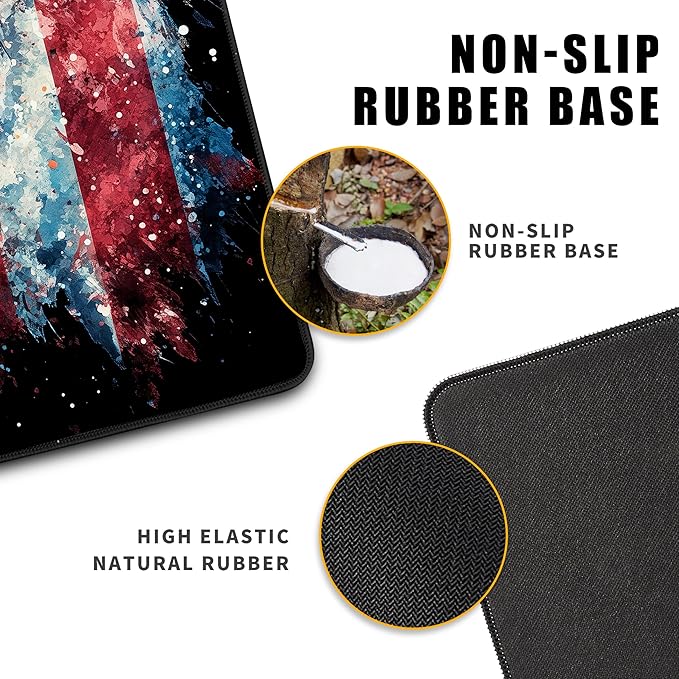 American Flag Eagle Mouse Pad Gaming Desk Pad Independence Day Extra Large XL Mousepad (31.5x11.8 in), Desk Mat Pad Home Office Decor Stitched Edges Smooth Surface Non-Slip Bottom Mat
