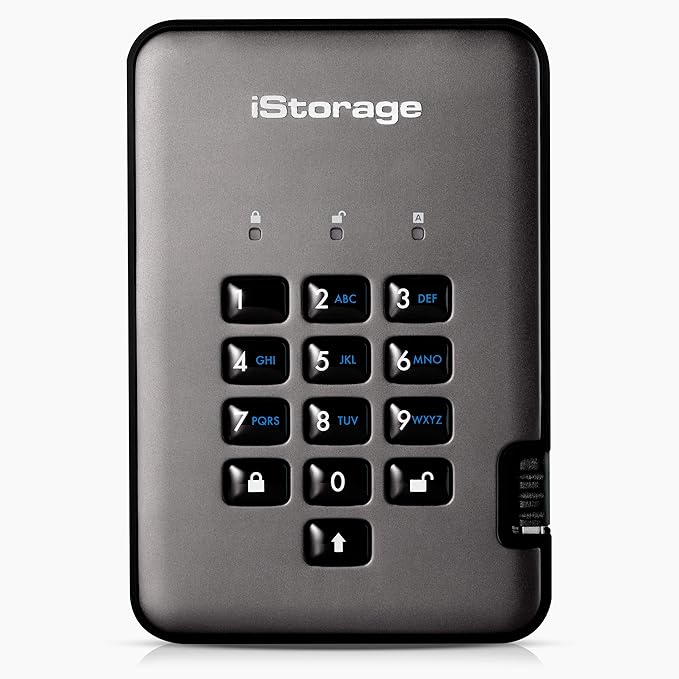 iStorage diskAshur PRO2 HDD 5TB | Secure Portable Hard Drive | FIPS Level 3 certified | Password Protected | Dust/Water-Resistant | Hardware encryption