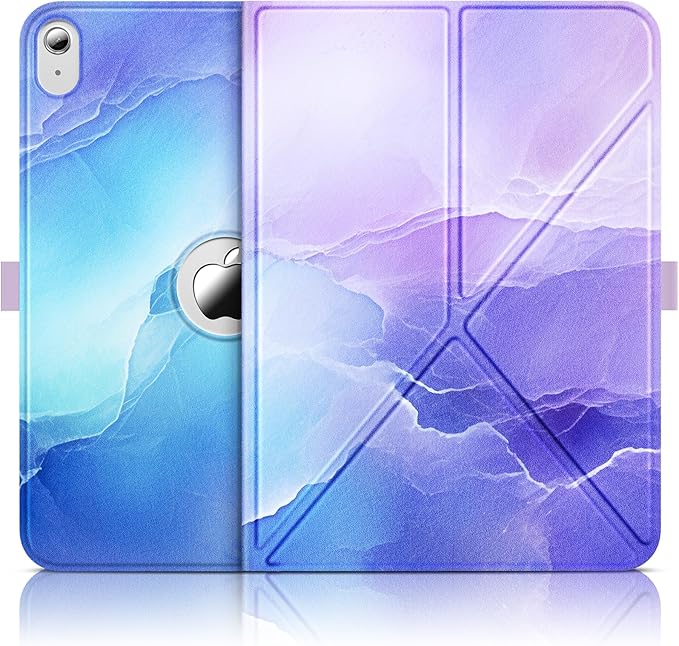 INFILAND Case for iPad mini 7 (A17 Pro) 2024 / iPad mini 6 2021, Slim Foldable Book-Style Cover with Pencil Holder, Multi-Angle Magnetic Stand,Protective Case with Auto Wake/Sleep (Blue Marble)