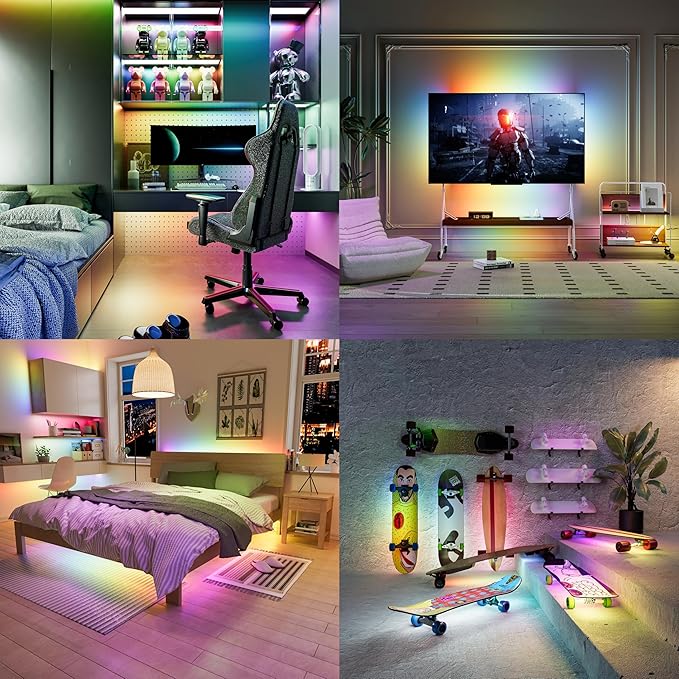 MIWISE RGB Smart IC COB LED Strip Lights Chasing Color, USB LED Strip Light Addressable, Rainbow Effect with Music Sync, App Control, Compatible with Alexa and Google for TV, Bedroom, Cabinet, 9.84ft