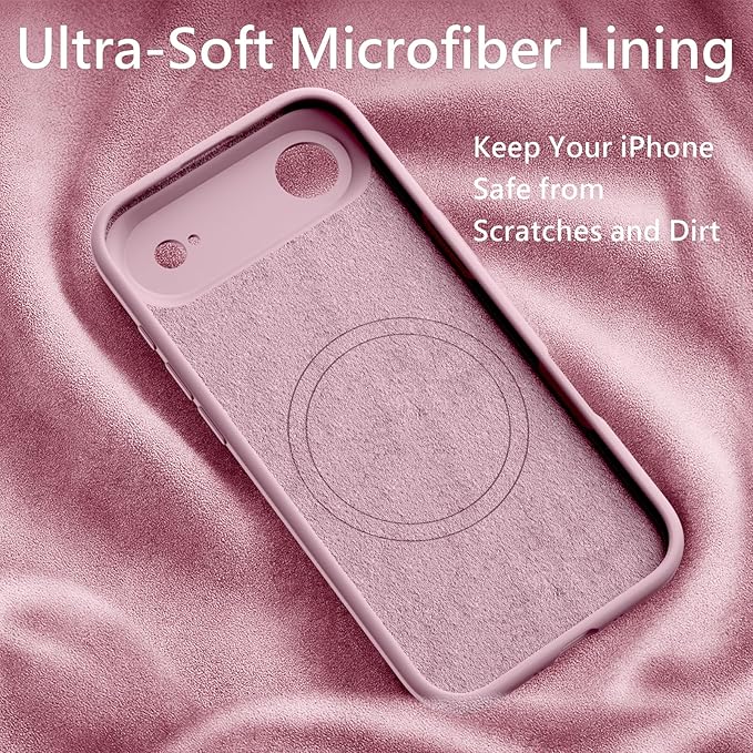 FireNova Magnetic for iPhone Air Case, Compatible with MagSafe, [Integrated Silicone Camera Control Button] [Camera Protection] Microfiber Lining Phone Case for iPhone 17 Air, 6.5", Chalk Pink