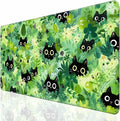 Desk Cover Mat, Extended Large Anime Mouse Pad, Computer Laptop Mat Desk Decor for Office Game Home 31.5 X 15.7 Inch (Green Plant Cat)