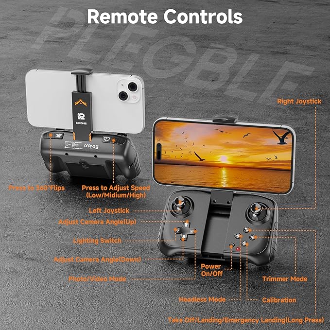 PLEGBLE Drones with Camera for Adults 4K, FPV Beginner Drone with One Key Take Off/Landing, Emergency Stop, Brushless Motor, 2 Batteries 30 Mins Flight Time, Under 249g, Toys Gifts for Teen Boys Kids