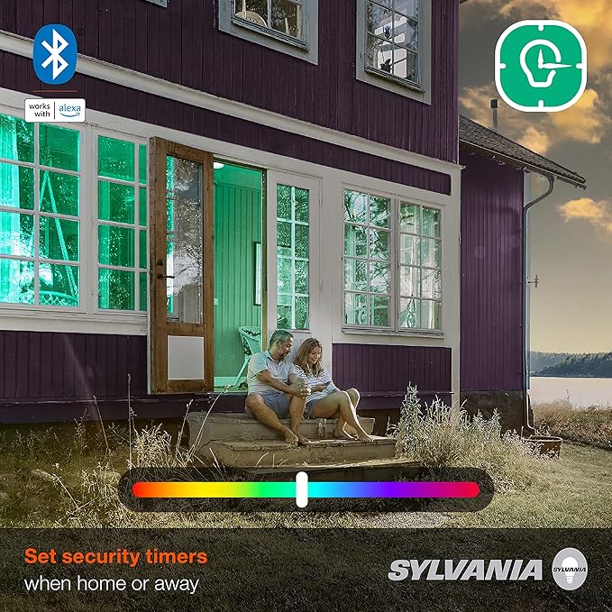 Sylvania Bluetooth Mesh LED Smart Light Bulb, BR30 65W, E26, RGBW Full Color & Adjustable White, Works with Alexa Only - 2 Pack (75762)