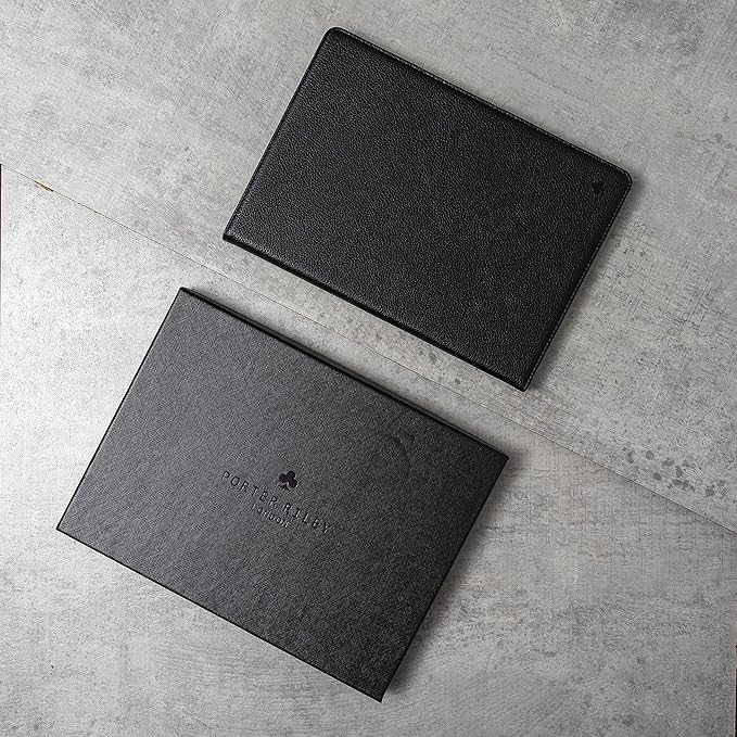 Porter Riley - Leather Case Compatible with iPad Pro 13" - M5 / M4 (2025/2024) Release. Premium Genuine Leather Stand/Cover/Flip Case (Pure Black)