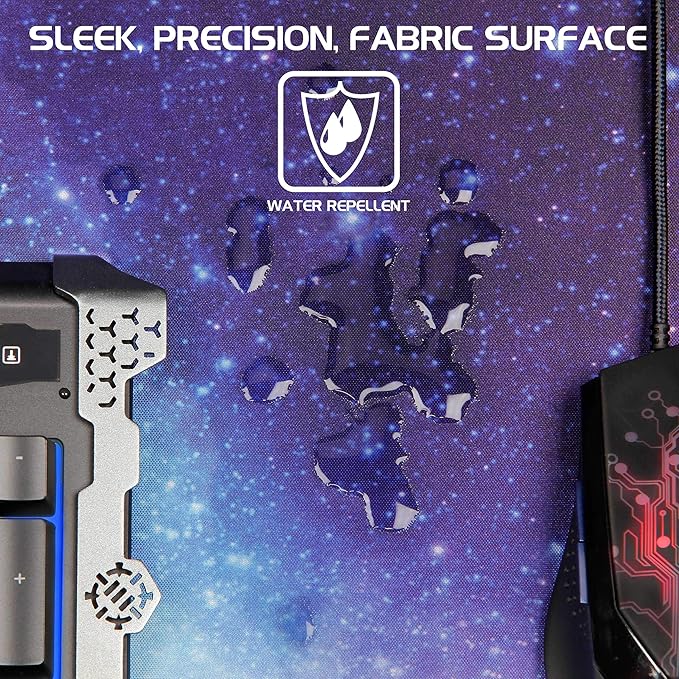 ENHANCE XXXL Gaming Computer Desk Mat - 3XL Large Mouse Mat (48x24 Mouse Pad) Cushion Padding for Office Desk, Extended Table Mousepad with Smooth Tracking Surface and Non-Slip Rubber Grip - Galaxy