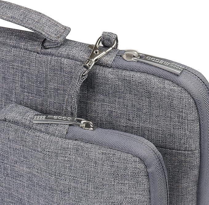 Megoo 13inch Laptop Sleeve with Accessory Pouch for Surface Laptop 5/4/3/2/6 13.5", Laptop 7 13.8", Surface Book 13.5", Carry Case for 13"~14" Tablet Chromebook(Gray with Charger Case)